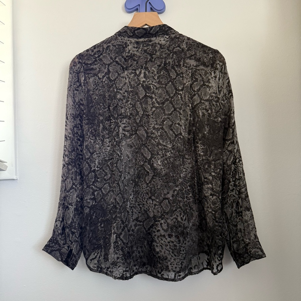 The Kooples 1 Small Python Button Up Shirt Charco… - image 4